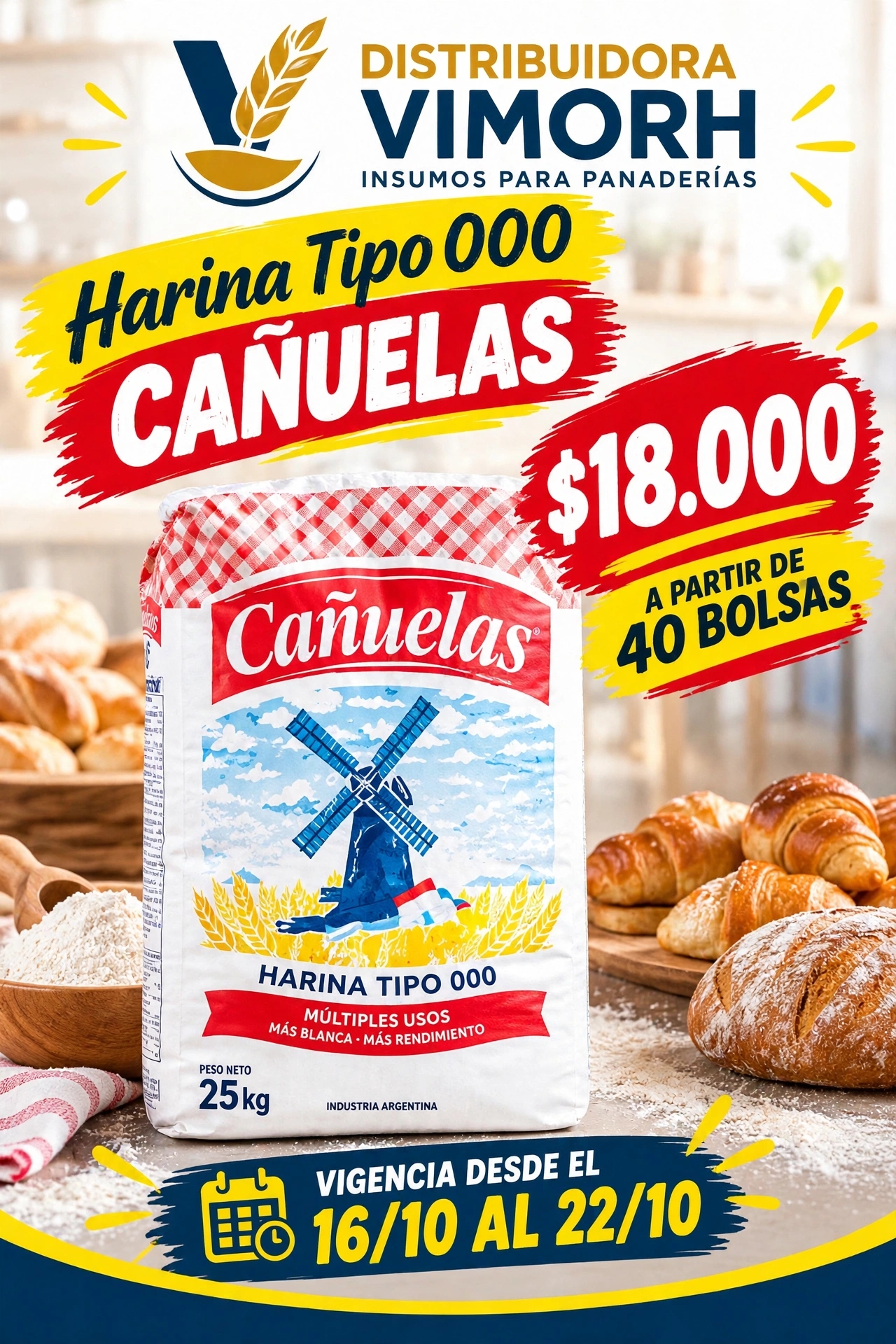 Harina de trigo 25kg 000 Cañuelas